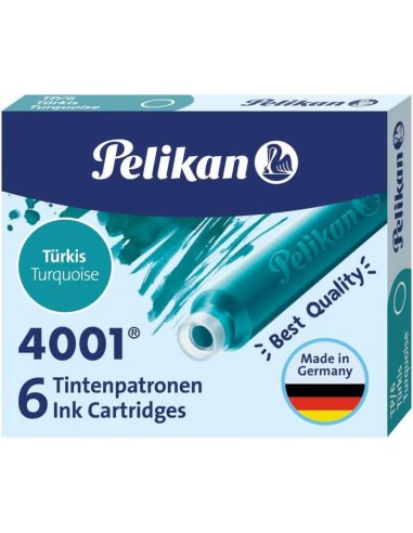 Pelikan Caja de 6 Cartuchos 4001 TP 6 - Recambio para Plumas Estilograficas - Color Azul Turquesa
