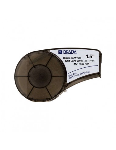 Brady M21-1500-427 Cinta de Vinilo Laminado Negro sobre Blanco Original 38 1mm x 4 30m