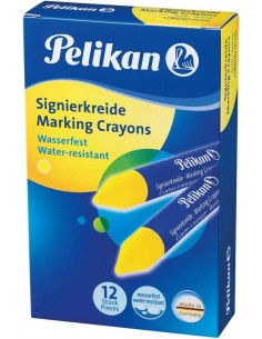 Pelikan Barra para Marcar 762 12 - Resistente al Agua - Punta Biselada - Tinta de Secado Rapido - Color Amarillo