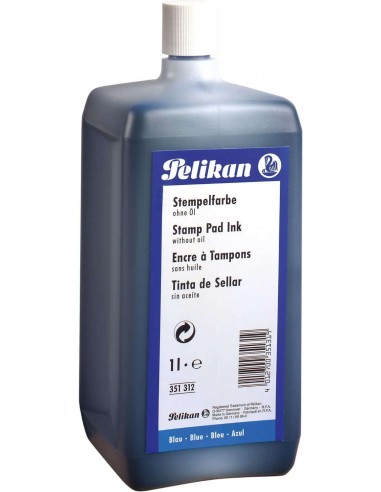 Pelikan Tinta de Sellar sin Aceite - Botella 1L - Secado Rapido - Resistente al Agua - Color Azul Intenso