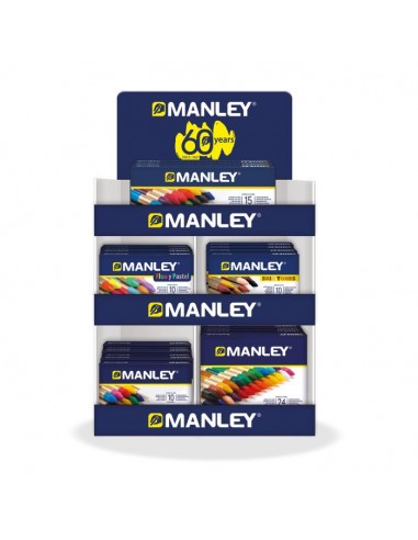 Manley Expositor de 40 Packs Surtidos de Ceras Blandas - Trazo Suave - Gran Variedad de Tecnicas y Aplicaciones - Fabricacion
