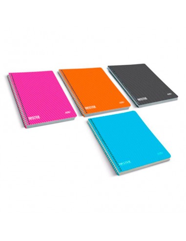 Firmo Cuaderno Espiral A4 Cuadricula 4x4 con Margen 80 Hojas - Tapa Polipropileno - Colores Surtidos