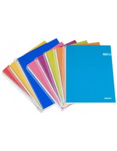 Ancor Classic Stripes Cuaderno Espiral Tamaño Folio Cuadriculado 4x4mm - 80 Hojas 90gr - Tapa de Carton Plastificado -
