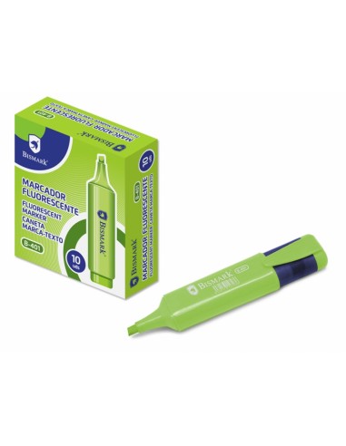 Bismark Rotulador Fluorescente Verde - Punta Biselada - Clip en el Capuchon