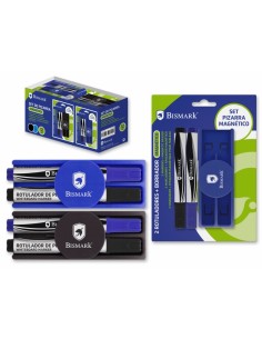 Bismark Pack de Rotuladores para Pizarra con Borrador Magnetico - Incluye Dos Rotuladores - Borrador con Funcion Magnetica -
