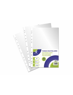 Bismark Pack de 50 Fundas Multifuncional Transparentes - Acabado en Cristal - 80 Micras - Ideal para Carpetas con Mecanismo