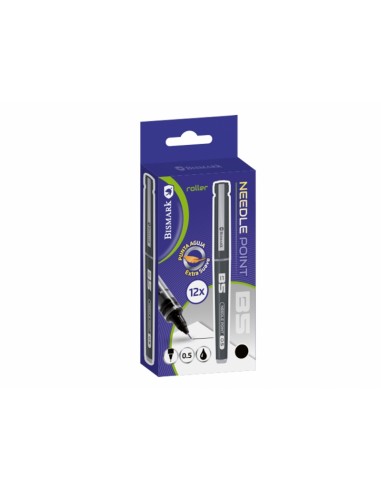 Bismark Boligrafo Tinta Liquida Punta Aguja - Escritura Suave - Alta Precision - Color Negro