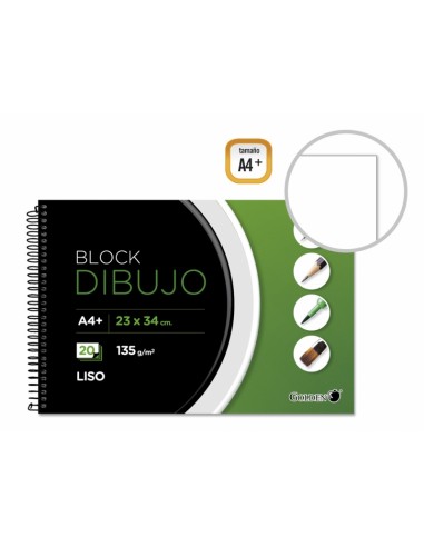 Golden Cuaderno de Dibujo A4 Plus - 20 Hojas - Papel de 135gr - Hojas Interiores Lisas