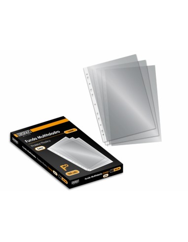 Ingraf Pack de 100 Fundas Multifuncional Cristal Extra Cj - Transparente - Ideal para Carpetas de Anillas - Acabado Cristal y