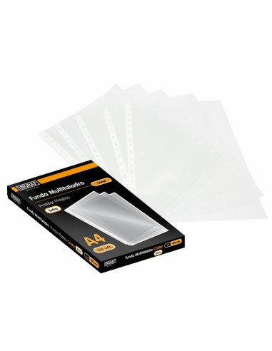 Ingraf Pack de 100 Fundas Multicristal A4 Transparentes - Uso en Carpetas con Mecanismo de Anillas - Acabados en Cristal y