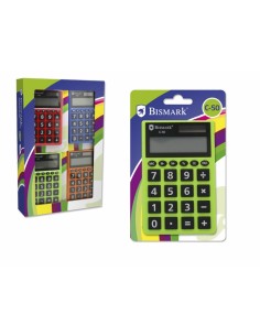 Bismark C-50 Calculadora Escolar de 8 Digitos - Funciones Basicas y Memoria - Alimentacion Solar y a Pilas - Colores Surtidos