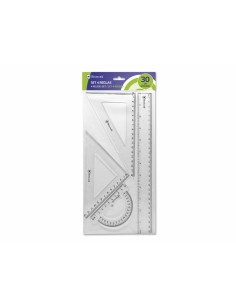 Bismark Pack de Reglas para el Colegio - Incluye Regla de 30cm - Escuadra de 12 5cm - Cartabon de 17.5cm - Transportador de