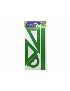Bismark Pack de Reglas de Alta Calidad - Incluye Regla de 30cm - Escuadra de 14cm - Cartabon de 20cm - Transportador de 13cm
