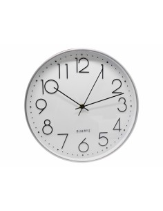 Bismark Reloj Oficina Plata - Marco Plastico - Lente de Cristal - Manecillas de Aluminio - Esfera de PVC - Color Plata