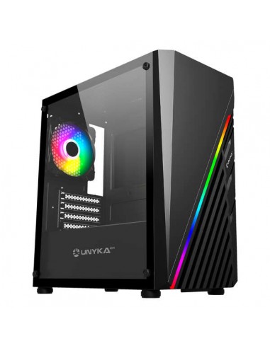 Unykach MIni Glayze Caja Micro-ATX - Iluminacion ARGB - Ventana Lateral Cristal Templado - USB-A 2.0 3.0 y Audio - 1
