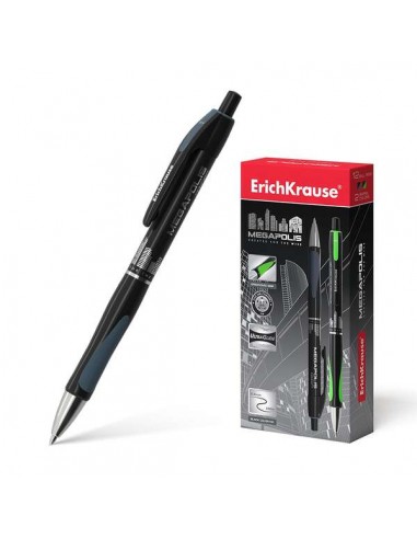 Erichkrause Boligrafo Automatico Megapolis Concept - Cuerpo Satinado Redondo - Zona de Agarre Ergonomica - Punta de 5 Canales