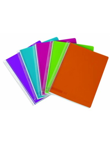 Ancor Classic Stripes Cuaderno Espiral Tamaño Folio Raya Horizontal - 80 Hojas 90gr - Tapa de Plastico - Colores Surtidos