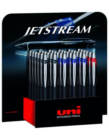 Uni-ball JetStream SXN-210 Expositor de 36 Boligrafos Retractiles - Punta de Bola 1mm - Tinta Pigmentada Resistente al Agua y