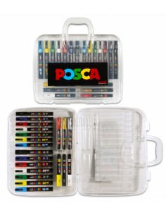 Posca PC-5M Pack de 20 Marcador de Pintura - Punta de Poliester - Tinta Pigmentada Base Agua - No Permanente - Resistente a