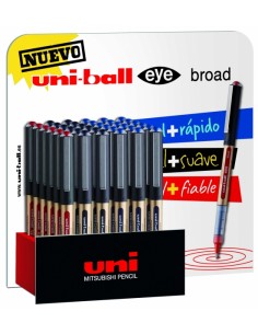 Uni-ball UB-150-10 Eye Broad Expositor de 36 Boligrafos de Tinta Liquida - Punta de Bola 1mm - Tinta Resistente al Agua y Luz