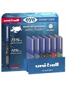 Uni-ball Eye Ocean Care UB-1570ROP Expositor de 36 Boligrafos de Tinta Liquida - Punta de Bola 0.7mm - Trazo 0.5mm - Tinta