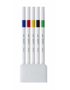 Uni-ball EMOTT Ever Fine Pack de 5 Marcadores de Linea Fina - 0.4mm - Punta Duradera - Ancho de Linea Constante - Base de