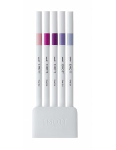 Uni-ball EMOTT Ever Fine Pack de 5 Marcadores de Linea Fina - 0.4mm - Punta Duradera - Ancho de Linea Constante - Base de