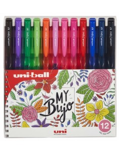 Uni-ball Signo RT1 UMN-155N Estuche de 12 Boligrafos Retractiles - Punta de Bola 0.7mm - Tinta de Gel Mejorada - Agarre de