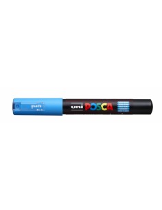Posca PC-1M Marcador de Pintura - Punta Conica 0.7mm - Linea Fina - Tinta Base al Agua - Resistente a la Luz - Color Azul