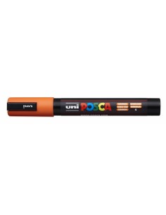 Posca PC-5M Marcador de Pintura - Punta de Poliester 1.8-2.5mm - Tinta Base al Agua - Resistente a la Luz - Color Naranja