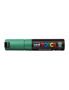 Posca PC-8K Marcador de Pintura Base al Agua - Punta Biselada Acrilica 8mm - Linea Gruesa - Resistente a la Luz - Color Verde