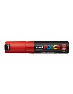 Posca PC-8K Marcador de Pintura - Punta Biselada Acrilica 8mm - Tinta Base al Agua - Resistente a la Luz - Color Rojo