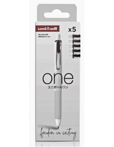 Uni-ball ONE UMN-S-07 Pack de 5 Boligrafos de Tinta Liquida - Punta de Bola 0.7mm - Escritura Ultra Fluida - Agarre Suave y