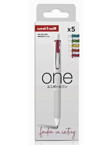 Uni-ball UMN-S-07 Pack de 5 Boligrafos de Tinta Liquida - Punta de Bola 0.7mm - Escritura Ultra Fluida - Agarre Suave y