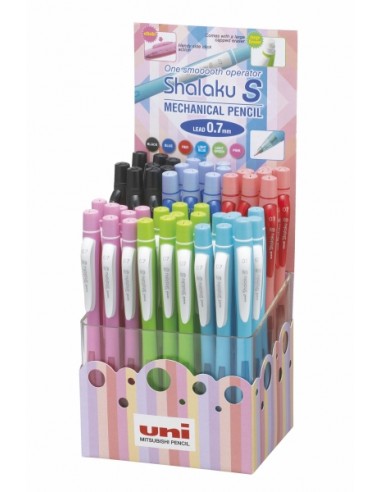 Uni-ball Shalaku S M7-228 4D Expositor de 48 Portaminas - Punta 0.7mm - Ancho de Trazo 0.5mm - 2 Minas HB - Goma de Borrar