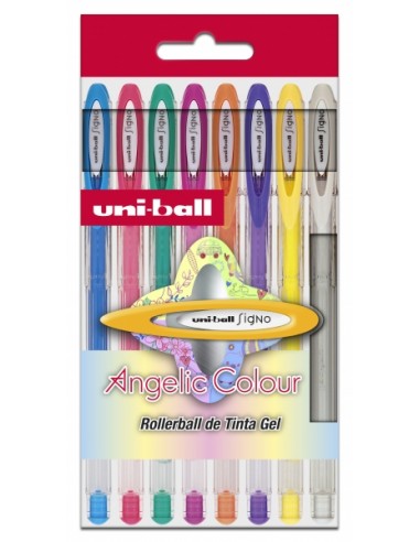 Uni-ball UM-120 AC Signo Angelic Estuche de 8 Rollers de Tinta Gel - Punta de Bola 0.7mm - Tinta Resistente al Agua y Luz -