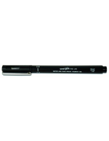 Uni-ball PIN08-200(S) Rotulador Calibrado - Punta Poliacetal 0.8mm - Ancho de Trazo 0.8mm - Tinta Resistente al Agua y Luz -