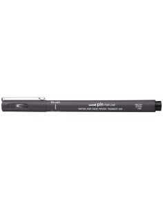 Uni-ball PINBR-200(S) Rotulador Calibrado - Punta Poliacetal Brush - Tinta Pigmentada Resistente al Agua y Luz - Color Gris