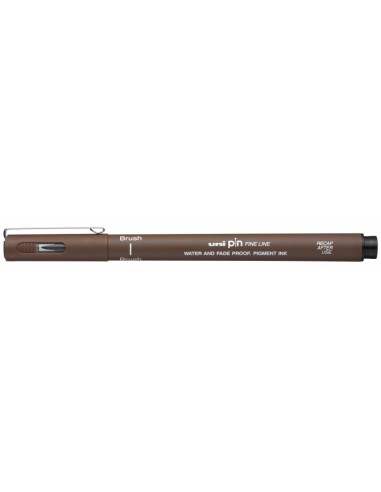 Uni-ball PINBR-200(S) Rotulador Calibrado - Punta Poliacetal Brush - Tinta Pigmentada Resistente al Agua y Luz - Color Sepia