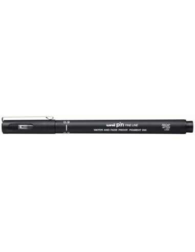 Uni-ball PIN09-200(S) Rotulador Calibrado - Punta Poliacetal 0.9mm - Tinta Pigmentada Resistente al Agua y Luz - Color Negro