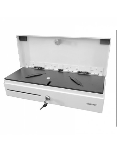 Approx Cajon Portamonedas Electrico Compacto - 14 Compartimentos - Apertura Manual y Automatica - Conexion RJ11 - Color Blanco