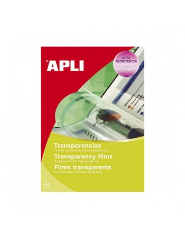 Apli Transparencias de Poliester A4 para Fotocopiadoras - Alta Calidad de Reproduccion - Gran Claridad - Secado Rapido - Alta