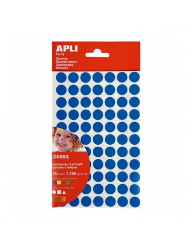 Apli Bolsa de Gomets Adhesivo Permanente - 1.136 Gomets - Desarrolla Psicomotricidad y Creatividad - Adhesivo Base Agua -