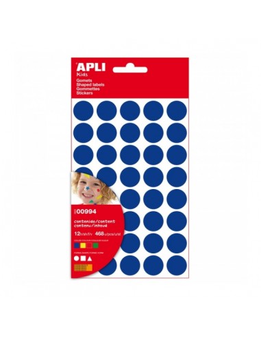 Apli Bolsa de Gomets Adhesivo Permanente - 468 Gomets - Desarrolla Psicomotricidad y Creatividad - Adhesivo Base Agua - Color
