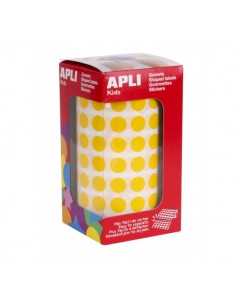 Apli Rollo de Gomets Redondos Adhesivo Permanente - 5.192 Gomets - Faciles de Separar - Adhesivo Base Agua - Materiales