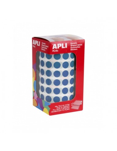 Apli Rollo de Gomets Redondos Adhesivo Permanente - 5.192 Gomets - Adhesivo Base Agua - Libre de Disolventes - Color Azul