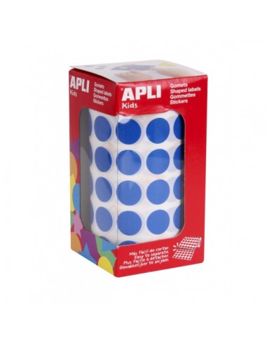 Apli Rollo de Gomets Redondos Ø 15mm - Adhesivo Permanente - 2.832 Gomets - Adhesivo Base Agua - Libre de Disolventes -