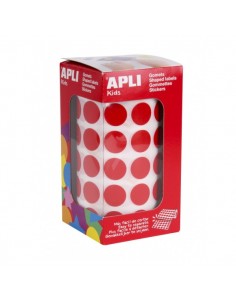 Apli Rollo de Gomets Redondos Ø 15mm - Adhesivo Permanente - 2.832 Gomets - Adhesivo Base Agua - Libre de Disolventes -