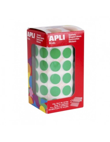Apli Rollo de Gomets Redondos Ø 15mm - Adhesivo Permanente - 2.832 Gomets - Adhesivo Base Agua - Libre de Disolventes -