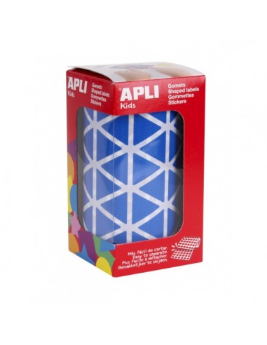 Apli Rollo de Gomets Triangulares - Adhesivo Permanente - 2.832 Gomets - Faciles de Separar - Adhesivo Base Agua - Color Azul